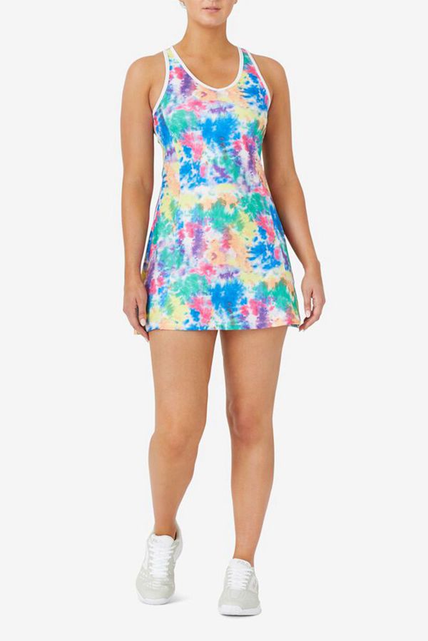 Fila Top Spin Tie Dye Tennis Women's Dresses - White,NZ 432-20814